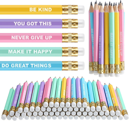 100 Pcs Motivationa Mini Pencils Bulk Inspirational Golf Pencils Half Pencils Back to School Gifts for Kids Wooden Pencils with Eraser for Student...