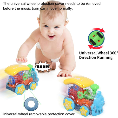 Baby Musical Toys Crawling Train: Tummy Time Interactive Learning Development Crawl Toy with LED Light Up for Boys Girls Automatically Avoid Obsta...