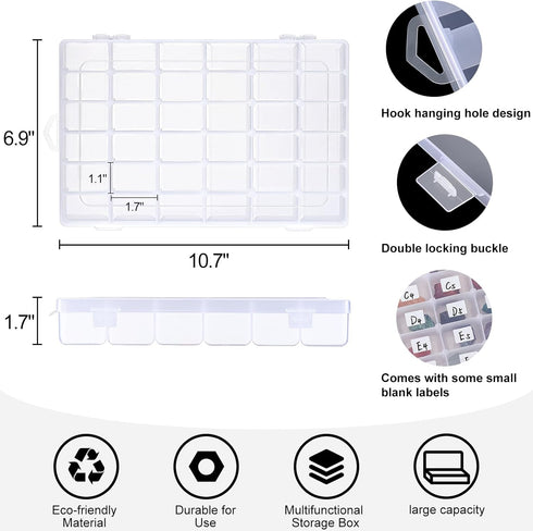 1 Pack 36 Grids Clear Plastic Organizer Box with Adjustable Dividers, Small Craft Organizers and Storage, Compartment Container for Bead, Nail, Je...