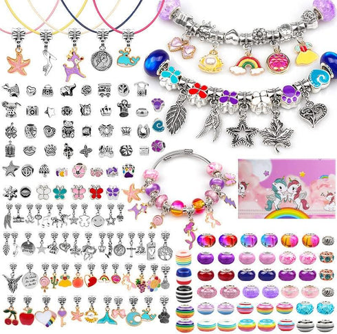 Alcyuh 162Pcs DIY Charm Bracelet Making Kit for Girls Bangle Bracelets Kit Jewelry Making Supplies with Beads, Pendant Charms, Bracelets and Neckl...