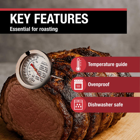 CDN Ovenproof Meat Thermometer NSF Certified Pro Accurate, Temperature Guide on 2" Dial - Easy-to-Read - Poultry, Roasting, Waterproof - IRM200...