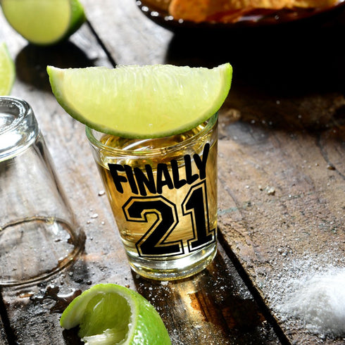 Make Em Laugh Finally 21 Birthday Shot Glass - Birthday Gift - Celebrate Turning Twenty-One - 21st Birthday Gifts for Him or Gifts for Her - Shot ...