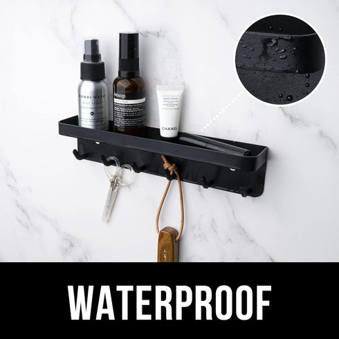 Decorative Key and Leash Holder for Wall Black 6 Pcs Key Hook with Shelf Stainless Steel Wall Mount Mail Holder and House Key Holder Modern Key Ho...