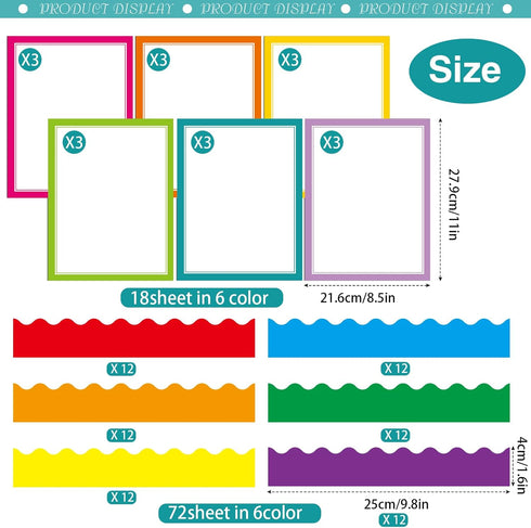 90 Pcs Science Fair Board Supplies Include 72 Trim Scalloped Bulletin Board Borders 18 Presentation Board Subtitles for Classroom Office Display B...