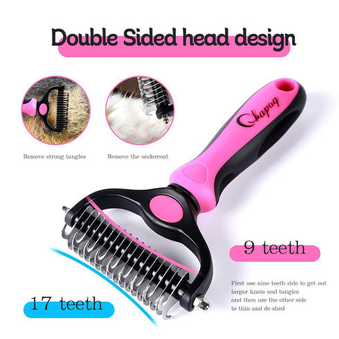 Pet Grooming Brush and Metal Comb Double Sided Long Hair Pet Undercoat Cleaner Brush for Dogs and Cats Removes mats and lint Effectively removes c...