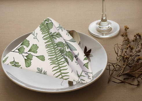 Leaves and Herbs Cloth Napkins Set of 4 Soft Boxwood, Seeded Eucalyptus, Fern, Maidenhair Floral Vintage Style Washable and Reusable Dinner Napkin...