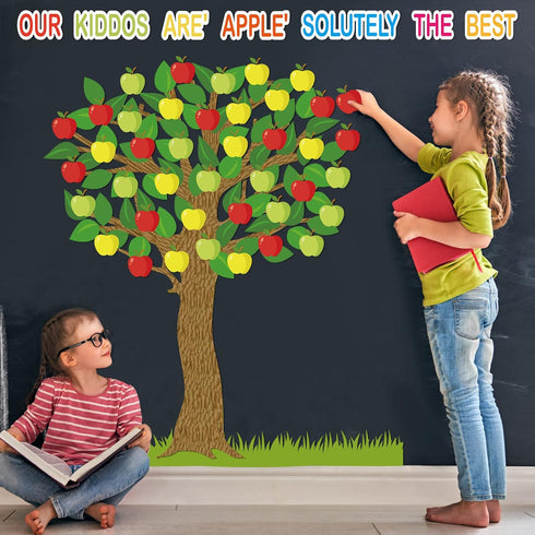Classroom Tree Bulletin Board Set Bulletin Board Tree Cutouts, Classroom Tree Wall Decor for Elementary School Teacher Supplies(Apple Style)...