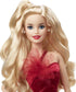 Barbie Signature 2022 Holiday Doll, Blonde Wavy Hair Wearing Red Poinsettia-Inspired Gown, Collectible with Doll Stand & Certificate of Authentici...