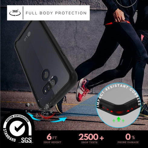CBUS Heavy-Duty Phone Case with Built-in Screen Protector Cover for LG Premier Pro Plus, Xpression Plus 3, Harmony 4 –– Full Body (Black)...