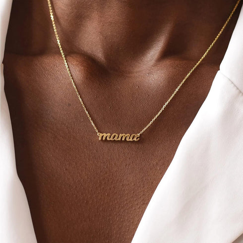 Glimmerst Mama Necklace for Mother 18K Gold Plated Stainless Steel Dainty Mama Letters Choker Necklace Mother's Pendant Necklaces for Women...