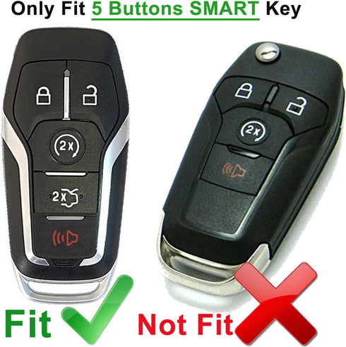 Qty(2) Alegender 5 Buttons Rubber Smart Key Cover Jacket Glove Holder for Ford Fusion Explorer F-150 Mustang Lincoln MKZ MKC Fob Remote...