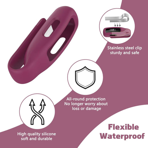 4-Pack Clip Case Compatible with Fitbit Inspire 2/3, Soft Silicone Clip Clasp Accessory...