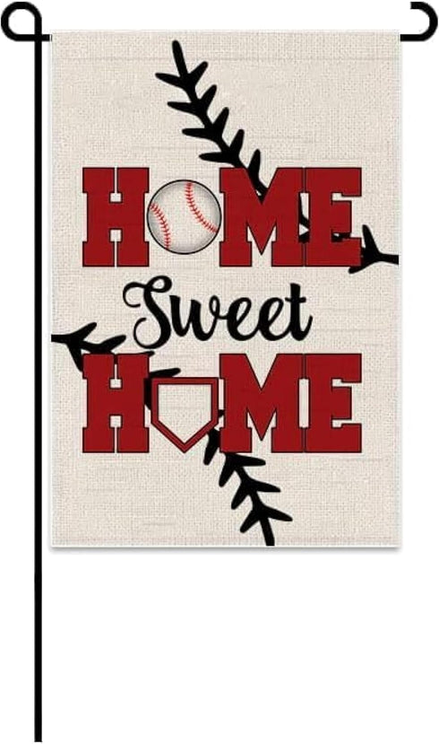 12x18 Inch Double Sided Summer and Spring Garden Flag - Baseball Home Sweet Home House Flag - Seasonal Large Outdoor Yard Flags of Burlap - Bat Ba...