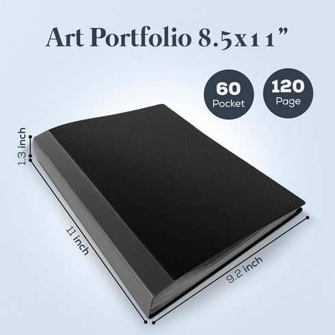 Portfolio Binder, Art Portfolio 8.5'x11', A4 Folders with Plastic Sleeves 60-Pocket 120-Page, Portfolio Organizer, Portfolio Folder for Artwork, D...