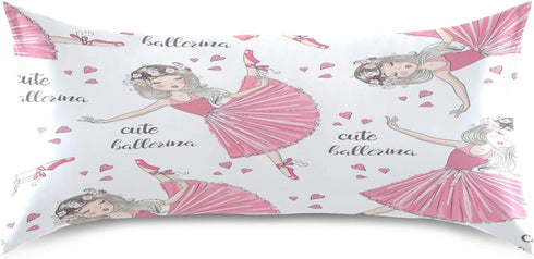 AUUXVA Girl Satin Pillowcase for Hair and Skin, Queen Size Ballet Ballerina Princess Pillow Sham with Envelope Closure Decorative Pillow Cover for...