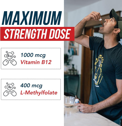 BioActive Vitamin B12 1000 mcg | Contains 3 BioActive B12 Forms Plus Methylfolate Cofactor - Methyl B12, Adenosyl B12 & Hydroxy B12 | Sublingual F...