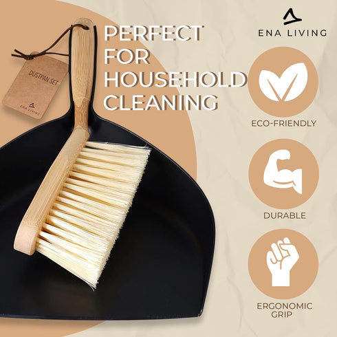 Bamboo Dust Pan & Brush Set, 1 Count...
