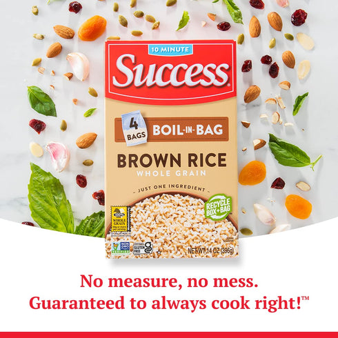 Success Boil-in-Bag Rice, Brown Rice, Quick and Easy Rice Meals, 14-Ounce Box...