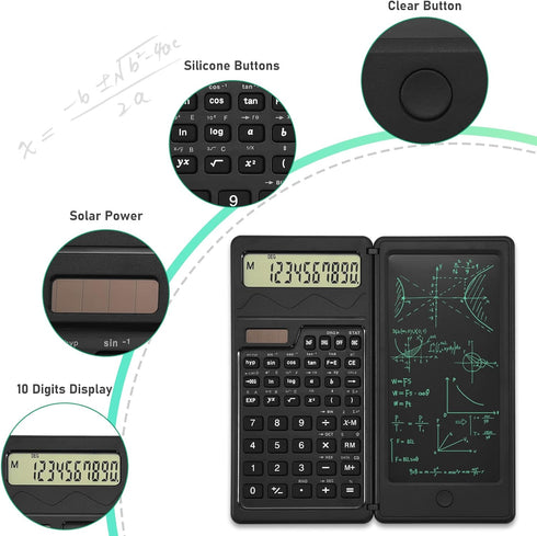 EooCoo Calculator with Notepad,10-Digit Large Display Office Desk Calcultors,Support Solar and Battery,Professional Foldable Calculator for Studen...