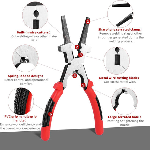 8"MIG Welding Pliers, Multi-functional Carbon Steel MIG Welding Pliers with Insulated Handle, Long Nose Pliers Wire Cutting Pliers for Professiona...