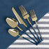 Blue Sky Infinity Flatware Gold & Navy Blue Soup Spoons - 20 Count | Luxurious Disposable Plastic Cutlery for Parties and Events...