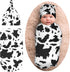 Cow Print Newborn Swaddle Blanket with Hat Set Baby Stuff Receiving Blankets Soft Transition Sleep Sacks Gifts for Infant Boys Girls...