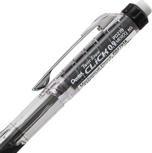 Pentel Twist-Erase Click Mechanical Pencils, (0.9mm), Pack of 6 Pencils + 2 Lead Refills...