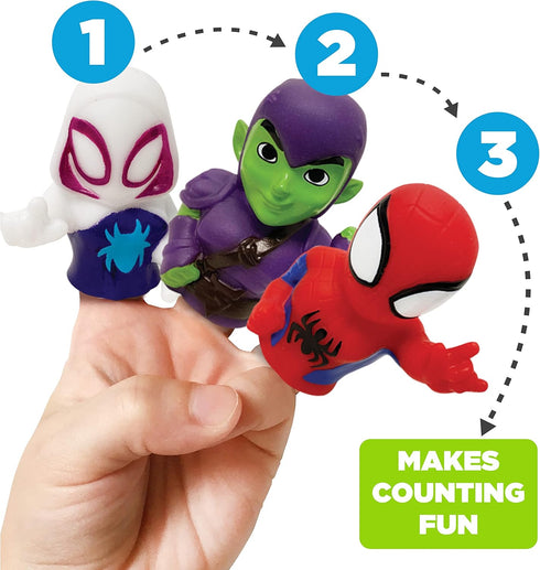 Spidey & His Amazing Friends 5 Piece Finger Puppet Set - Party Favors, Educational, Bath Toys, Floating Pool Toys, Beach Toys, Finger Toys, Playti...