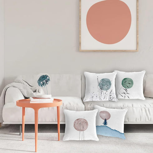 Moon Abstract Landscape Home Bedroom Decorations Soft Throw Pillow Cover, Watercolor Drawing Boho Pillow Case Pillowcase, 18x18 Inch 4 PCs...