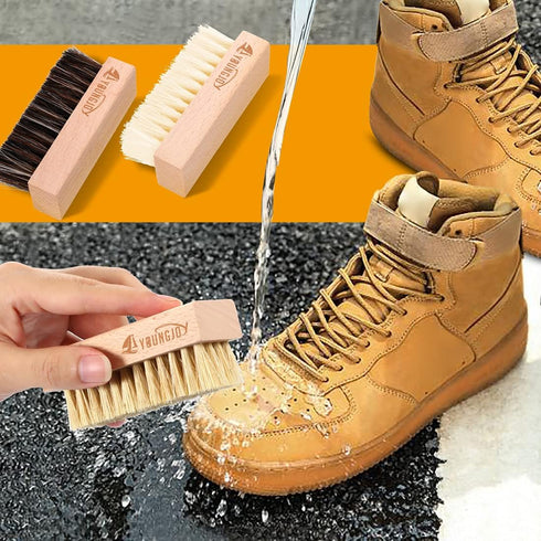 YoungJoy 3 Pieces Dual Sided Sneaker Shoe Cleaner Brush Set Shoes Clean Brush Kit Both Boar and Plastic Bristles with Microfiber Cloth (B)...