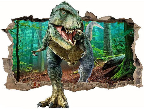 Supzone Dinosaur Wall Stickers Broken 3D Decorative Wall Decals Removable Boys Bedroom Baby Nursery Childrens Wall Decor...