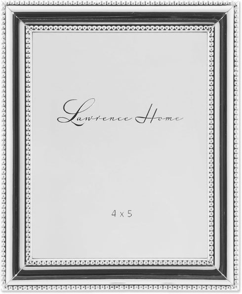 Lawrence Frames 510745 Metal Picture Frame Silver-Plate with Delicate Beading, 4 by 5-Inch, Silver...
