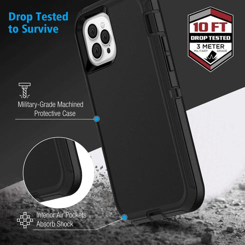 Defense iPhone 12 Case iPhone 12 Pro Case with Two Screen Protector 3 Layer Rugged Heavy Duty Cases for iPhone 12/ iPhone Pro,6.1 inch 2020 (Black...