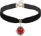 Halloween Black Velet Choker Necklace for Women, Vintage Royal Court Gothic Necklace, Vampire Red Rhinestone Choker, Halloween Costume Jewelry for...