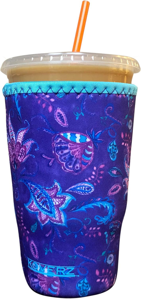 Koverz Iced Coffee Sleeve, Insulated Neoprene Cup Sleeve, Fits a 32 Oz. Coffee Cup, Washable and Reusable, Iced Coffee Accessories, Large Violet W...