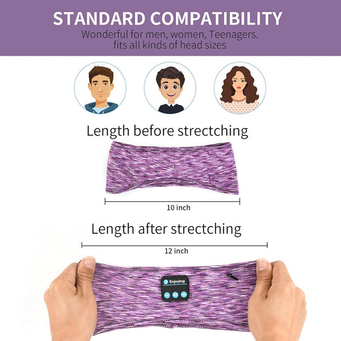 Sleep Headphones, wireless Headband with Zip Pocket Wireless Music Sport Headbands with Ultra-Thin HD Stereo Speakers for Side Sleepers, Meditatio...