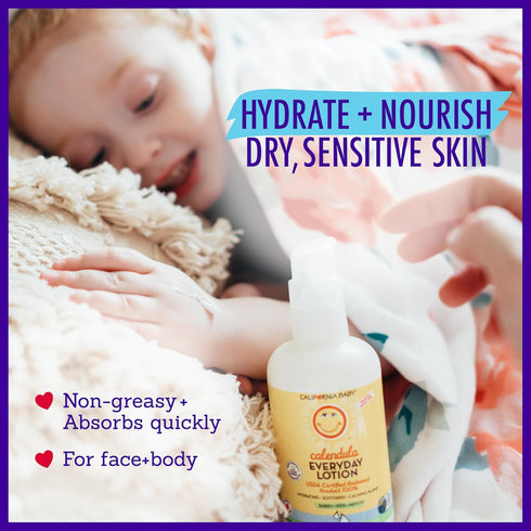 California Baby Calendula Lotion | 100% Plant-Based Moisturizer | Lavender Baby Lotion | Face Moisturizer For Dry Skin | Hypoallergenic | 8.5 oz....