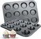 Muffin Pan, 12 Cupcake Pan, 2 Sets of Nonstick Brownie Bakeware Muffin Tin, Cupcake Tray, Baking Pan for Kitchen Oven, Black 13.9 x 10.5 x 1.2 inc...
