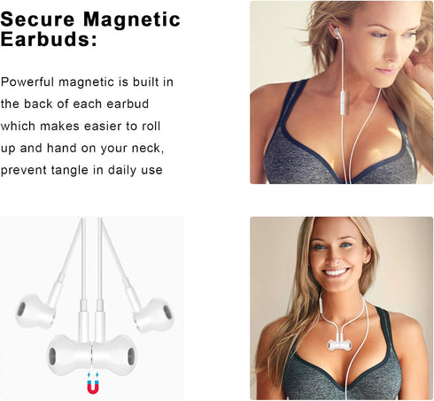 USB C Headphones, Type C Earphones for Samsung Galaxy S20 S21 S22 S23 S24 FE Ultra Apple iPhone 15 Pro Max iPad Magnetic Wired Earbuds Microphone ...