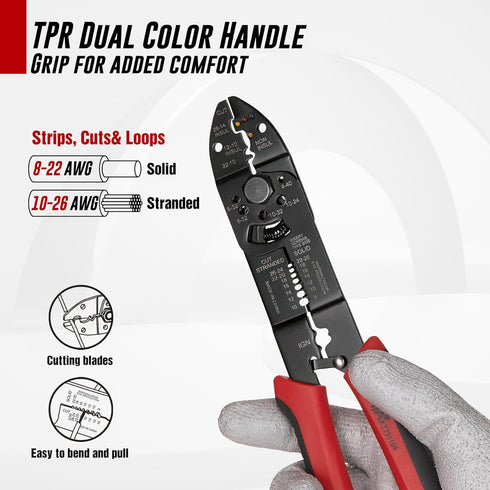 KATA 10 Inch Wire Cutter Wire Stripper, Cutting for 8-22 AWG Solid Wire and 10-26 AWG Stranded Wire, Multifunctional Wire Cutting and Wire Strippi...