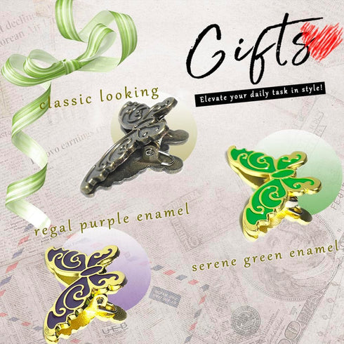 4PCS Butterfly Journal Notebook Clip, Traveler's Binder Clips, Antique Travelers Notebook Accessories, Vintage Book Page Hold Clamps for Home Offi...