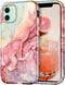 CASEFIV Compatible with iPhone 11 Case,Marble Pattern 3 in 1 Heavy Duty Shockproof Full Body Rugged Hard PC+Soft Silicone Drop Protective Women Gi...