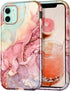 CASEFIV Compatible with iPhone 11 Case,Marble Pattern 3 in 1 Heavy Duty Shockproof Full Body Rugged Hard PC+Soft Silicone Drop Protective Women Gi...