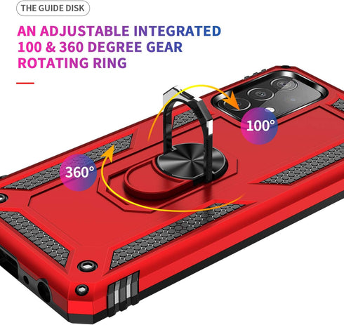 Military Grade Drop Impact for Samsung Galaxy A52 5G Case 360 Metal Rotating Ring Kickstand Holder Armor Heavy Duty Shockproof Case for Galaxy A52...