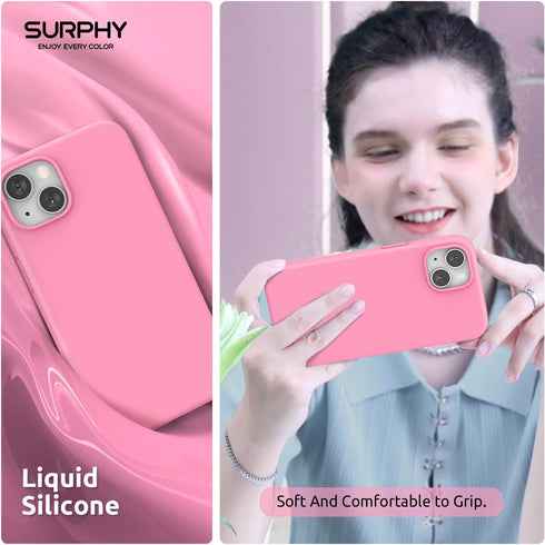 SURPHY (4 in 1 Designed for iPhone 14 Case Compatible with MagSafe (6.1 inch, 2022), with 2 Pack Screen Protector + Camera Cover, Liquid Silicone ...