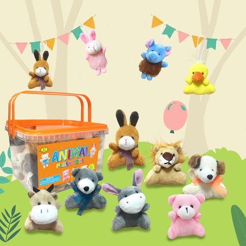 32Pcs Mini Plush Animals Toy Set Assortment Bulk Stuffed Keychain Party Favors for Kids Small Animals Decorations Toys Easter Carnival Prizes Chri...