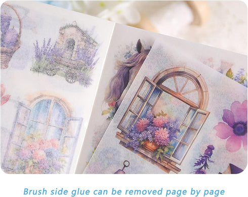 Vintage Washi Stickers Book, 24 Sheets Die-Cut Sticker Book with Meaningful Time Theme for Phone Scrapbook Junk Journal Collage DIY Crafts...