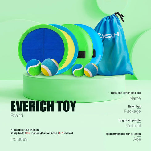 EVERICH TOY Beach Toys Outdoor Games for Kids Ages 3-10-Yard Lawn Games Ball Catch Games Paddle Toss-Upgraded Version Outside Games for Kids/Famil...