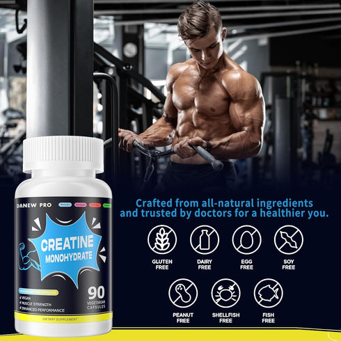 Creatine Monohydrate 2500mg Per Serving, 90 Capsules - Gluten Free, Non-GMO...