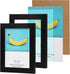 TheDisplayGuys - Square Profile Wooden Picture Frame with Tempered Glass - 4" x 6" with Easel - 2-Pack - Black...
